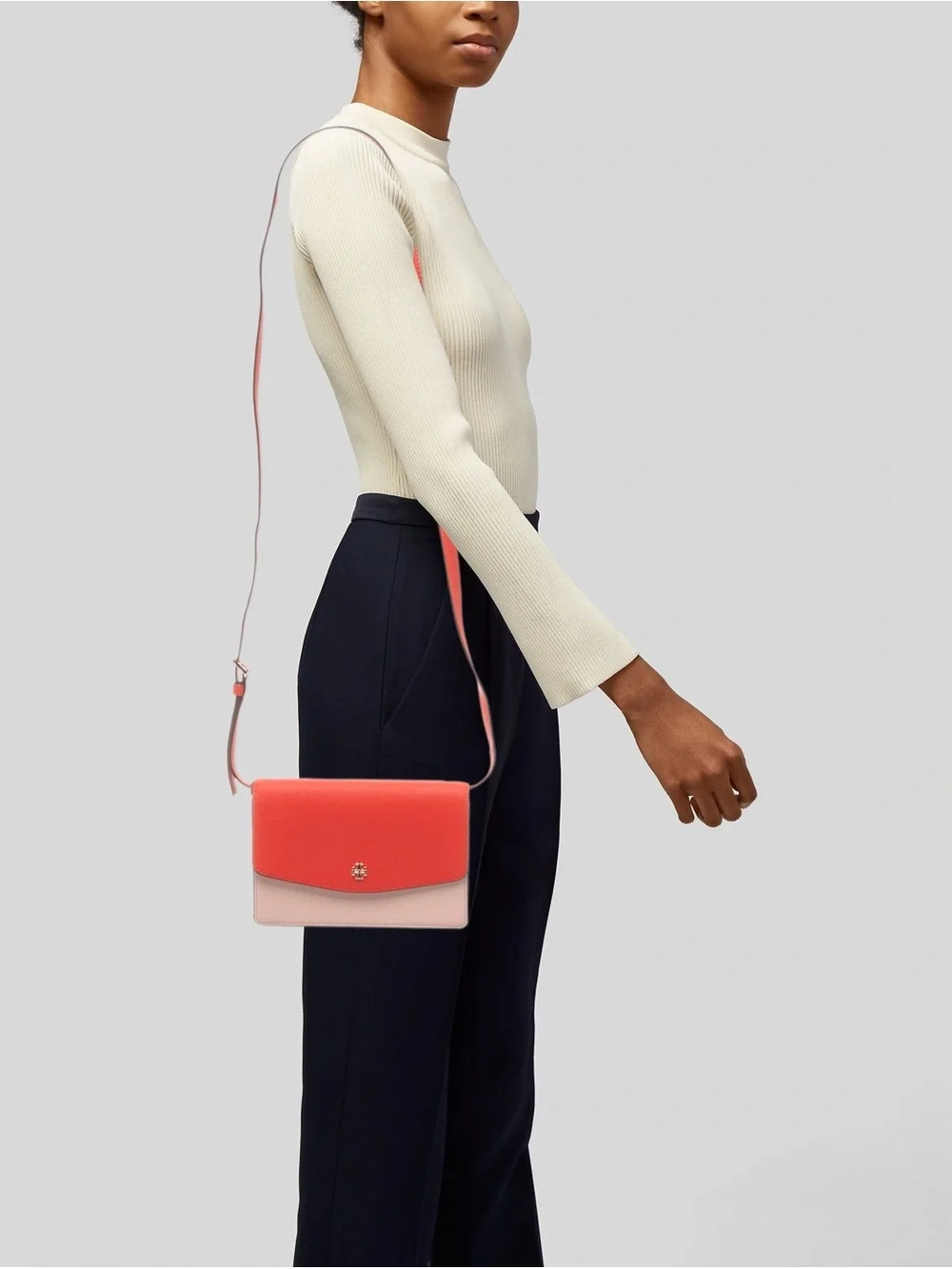 Tory Burch Emerson Color Block Mini Shoulder Bag Bright Samba / Pink Quartz